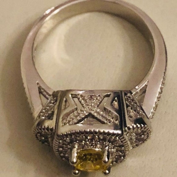 New Lab-Created Yellow Citrine CZ Silver Ring 6 - Picture 7 of 8